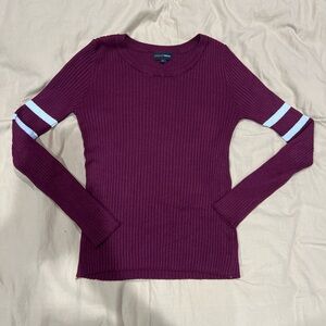 Burgundy Ribbed Long Sleeve Top